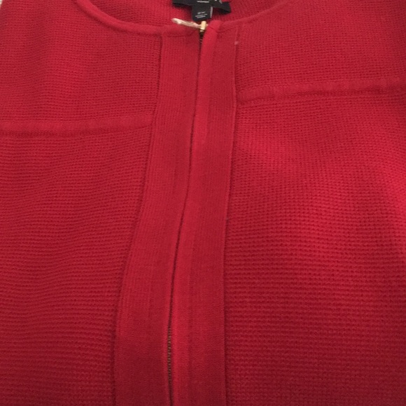 Talbots Front Zip Sweater, Red - Picture 3 of 4